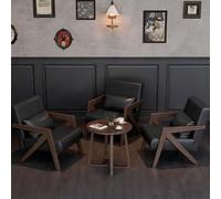 KIBONCY Retro-Style Coffee Shop Table and Chair Sets, Black Bar and Hotel Lobby Sofa Booths, Commercial Negotiation and Reception Chairs(Set 1)