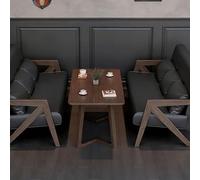 KIBONCY Retro-Style Coffee Shop Table and Chair Sets, Black Bar and Hotel Lobby Sofa Booths, Commercial Negotiation and Reception Chairs(Set 6)