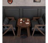 KIBONCY Retro-Style Coffee Shop Table and Chair Sets, Black Bar and Hotel Lobby Sofa Booths, Commercial Negotiation and Reception Chairs(Set 2)