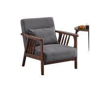 KIBONCY Retro Walnut Frame Armchair, Soft Fabric Reading Chair Modern Wood, Multi-Color for Home Office(D,160x79x80cm)