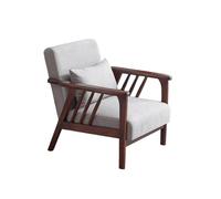 KIBONCY Retro Walnut Frame Armchair, Soft Fabric Reading Chair Modern Wood, Multi-Color for Home Office(C,138x79x80cm)