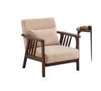 KIBONCY Retro Walnut Frame Armchair, Soft Fabric Reading Chair Modern Wood, Multi-Color for Home Office(B,186x79x80cm)