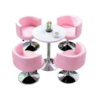 KIBONCY Round Table & Swivel Chair Set, Silent,Luxury, Glossy White MDF Tabletop & Chrome Bases for Small Space(C)