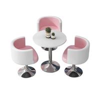 KIBONCY Round Table & Swivel Chair Set, Silent,Luxury, Glossy White MDF Tabletop & Chrome Bases for Small Space(I)
