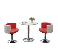 KIBONCY Round Table & Swivel Chair Set, Silent,Luxury, Glossy White MDF Tabletop & Chrome Bases for Small Space(H)