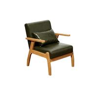 KIBONCY Scandinavian Single Accent Chair Solid Wood Frame & Leather Upholstery, Ergonomic Lounge for Living Room Bedroom Study(4)