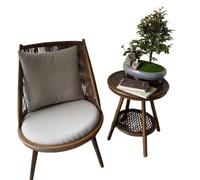 KIBONCY Set de Muebles de Jardín 3 Piezas en Mimbre, Silla de Conversión con Mesa de Cristal Templado, Set Bistro para Balcón Interior y Exterior(A,One Chair and Coffee Table)