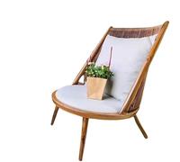 KIBONCY Set de Muebles de Jardín 3 Piezas en Mimbre, Silla de Conversión con Mesa de Cristal Templado, Set Bistro para Balcón Interior y Exterior(B,One Chair)