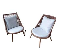 KIBONCY Set de Muebles de Jardín 3 Piezas en Mimbre, Silla de Conversión con Mesa de Cristal Templado, Set Bistro para Balcón Interior y Exterior(A,Two Chairs and Coffee Table)