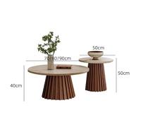 KIBONCY Several Combinations of Solid Wood Natural Cave Stone Coffee Table Edge Designer Simple Size Round Living Room Home Coffee Table(50+80cm)