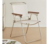 KIBONCY Silla de Comedor nórdica Retro, Silla Plegable Moderna y Minimalista con Patas de Acero Inoxidable y tapicería de Cuero, sillón ergonómico for Oficina/Oficina, Elegante Silla Auxiliar(White)