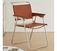 KIBONCY Silla de Comedor nórdica Retro, Silla Plegable Moderna y Minimalista con Patas de Acero Inoxidable y tapicería de Cuero, sillón ergonómico for Oficina/Oficina, Elegante Silla Auxiliar(Brown)