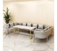 KIBONCY Silla de Comedor tapizada, sillón, salón, Silla Auxiliar, Moderna Tipo Barril, sofás tapizados, sillas Modernas y cómodas con Patas Metal(7)