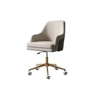 KIBONCY Silla de Escritorio de Cuero for Oficina en casa, Silla de Oficina con Altura Ajustable, Silla de Trabajo for el hogar, la Oficina, Maquillaje, Espacios pequeños(Gold with Wheel)