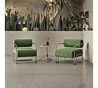 KIBONCY Silla de recepción Lujo Moderna Mediados Siglo: Juego 3 Piezas, sillón Individual Bauhaus Creativo Acero Inoxidable for Hotel, casa Familia y Sala Estar(Green)