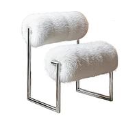 KIBONCY Silla Decorativa Moderna, sillón Creativo de Lana sintética de Acero Inoxidable, tapizado con cojín Suave, for Dormitorio, balcón y salón