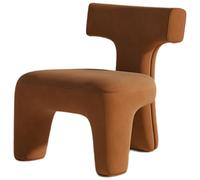 KIBONCY Silla Moderna de Terciopelo Nobuk, Silla tapizada de Espuma de Alta Densidad 50D con Marco de Madera Maciza, Silla Suave y cómoda sin Brazos para el hogar, Oficina, Sala de Estar(Caramel)