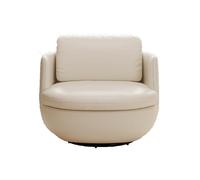 KIBONCY Silla Moderna giratoria de 360°, Silla tapizada con Esponja de Alta Resistencia 45D y látex elástico Q, sofá Individual Redondo Compacto for Sala de Estar, Dormitorio, Oficina(White)
