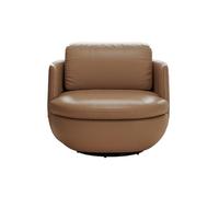 KIBONCY Silla Moderna giratoria de 360°, Silla tapizada con Esponja de Alta Resistencia 45D y látex elástico Q, sofá Individual Redondo Compacto for Sala de Estar, Dormitorio, Oficina(Brown)