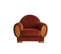 KIBONCY Silla Retro Vintage de Terciopelo Naranja Quemado, sofá una Plaza Art Déco con reposabrazos Madera Nudos y Patas Doradas for la decoración del hogar Dormitorio Sala Estar