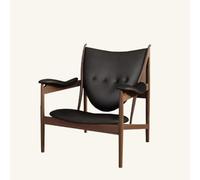 KIBONCY Silla, Silla Chieftain de Nogal Negro, sillón Individual Madera Fresno tapizado en Cuero Genuino, salón Maciza(B)