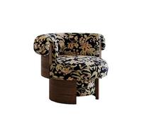 KIBONCY Silla, sillón Individual Estilo Retro Color Crema, Giratorio, for Sala de Estar, balcón, Madera Maciza, Lana Cordero Francesa(A)