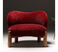 KIBONCY Sillón Auxiliar con Respaldo Redondo, sillón for Sala de Estar, cómodo for Leer en el Dormitorio o Sala de Espera, sofá Individual de Madera.(Red)