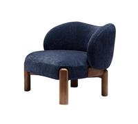 KIBONCY Sillón Auxiliar con Respaldo Redondo, sillón for Sala de Estar, cómodo for Leer en el Dormitorio o Sala de Espera, sofá Individual de Madera.(Blue)