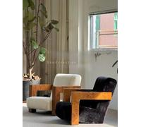 KIBONCY Sillón Auxiliar de Madera Maciza con Brazos, Estilo Mediados de Siglo XX - Sofá Individual de Estilo artístico clásico for Sala de Estar, balcón y hogar(White)