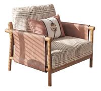 KIBONCY Sillón de Madera Maciza de Estilo nórdico for balcón o Sala de Estar; sofá Individual de diseño Estilo WABI-sabi for hoteles y Casas de huéspedes.(A1)