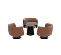 KIBONCY Sillón de Oficina Minimalista Moderno for reuniones y negociaciones, Silla de recepción de salón de Negocios de Hotel de Estilo diseñador (marrón)(Table with Three Chairs)