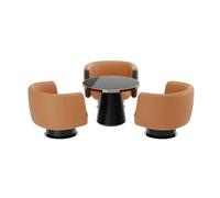 KIBONCY Sillón de Oficina Minimalista Moderno for reuniones y negociaciones, Silla de recepción de salón de Negocios de Hotel de Estilo diseñador (Naranja)(Table with Three Chairs)