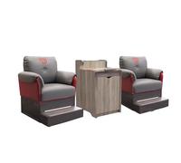 KIBONCY Sillón for Ver Sala de Billar, Juego de sofás de Entretenimiento for salón Comercial, cómodo sofá tapizado de Cuero con reposapiés de Metal(C)