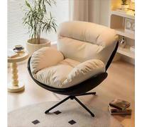 KIBONCY Sillón Giratorio nórdico Individual con diseño de Pata Gallo, sofá Italiano Lujo for salón y balcón(Off White)