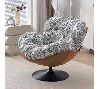 KIBONCY Sillón Giratorio Tipo sofá Color Crema, Estilo Vintage, Ideal for Relajarse en el balcón o la Sala de Estar, con tapizado Floral(6,A)