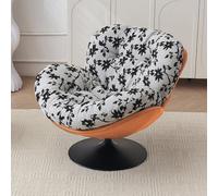 KIBONCY Sillón Giratorio Tipo sofá Color Crema, Estilo Vintage, Ideal for Relajarse en el balcón o la Sala de Estar, con tapizado Floral(5,A)