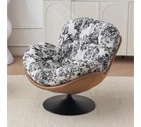 KIBONCY Sillón Giratorio Tipo sofá Color Crema, Estilo Vintage, Ideal for Relajarse en el balcón o la Sala de Estar, con tapizado Floral(7,A)
