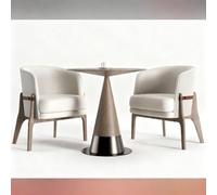 KIBONCY Sillón Individual Chino WABI-Sabi, Nuevo, de Madera Maciza, con Mesa for Hotel, casa Familia y balcón, Varios Estilos(SET6)