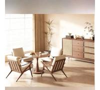 KIBONCY Sillón Individual Chino WABI-Sabi, Nuevo, de Madera Maciza, con Mesa for Hotel, casa Familia y balcón, Varios Estilos(SET7)