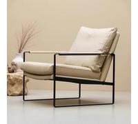 KIBONCY Sillón Individual de Acero al Carbono: sillón Minimalista diseño for Sala Estar, balcón y Oficina nórdica, (Beige)