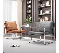 KIBONCY Sillón Individual de Acero al Carbono: sillón Minimalista diseño for Sala Estar, balcón y Oficina nórdica, (Deep Orange)