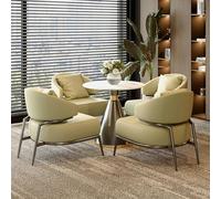 KIBONCY Sillón Individual de Cuero con Acento Moderno de Mediados de Siglo, for Sala de Estar y Oficina.(H60CM)