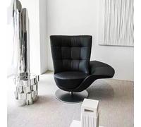 KIBONCY Sillón Individual Giratorio, sillón de salón Moderno con Base giratoria de Metal, sillón Extragrande, sofá Cama for Dormitorio o Sala de Estar.(Black)