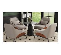 KIBONCY Sillón Individual Moderno De Estilo Italiano con Tapizado De Polipiel, Estructura De Madera Maciza Y Patas De Acero Al Carbono For Salón De Hotel(J)