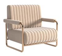 KIBONCY Sillón Individual Moderno y Lujoso de Acero Inoxidable, Estilo nórdico, for Sala de Estar, balcón, Tela, con reposabrazos.