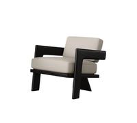 KIBONCY Sillón Individual Retro Minimalista De Madera De Fresno con Tablero De Roca Negra, Sillón Ergonómico For Cafetería, Hotel, Vestíbulo, Oficina(E)