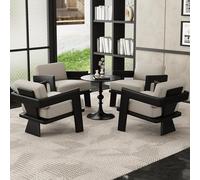 KIBONCY Sillón Individual Retro Minimalista De Madera De Fresno con Tablero De Roca Negra, Sillón Ergonómico For Cafetería, Hotel, Vestíbulo, Oficina(B)