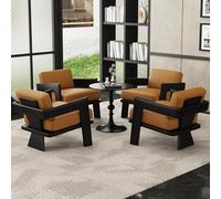 KIBONCY Sillón Individual Retro Minimalista De Madera De Fresno con Tablero De Roca Negra, Sillón Ergonómico For Cafetería, Hotel, Vestíbulo, Oficina(C)