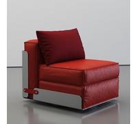 KIBONCY Sillón Moderno de Piel con Estructura metálica, sofá Modular Individual en Rojo/Negro, sillón ergonómico for salón, Dormitorio y Oficina(Red)