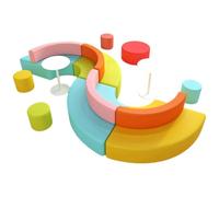 KIBONCY Simple Curved Sofa Cabinet Combination, Modern Modular Curved Sofa Set,for Kindergarten, Dance Studio, Art Room, Lobby & Reception Area(5)